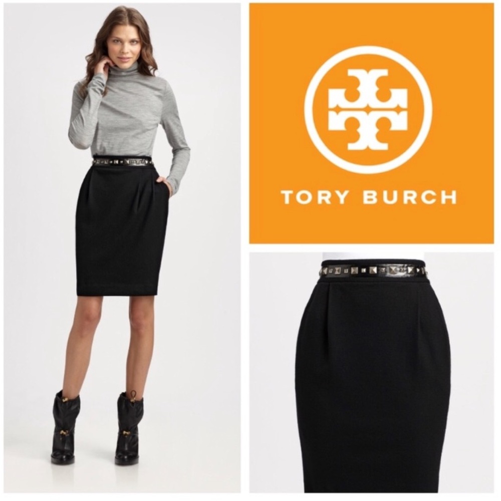 NWOT [TORY BURCH] Chic Studded Black Pencil Skirt